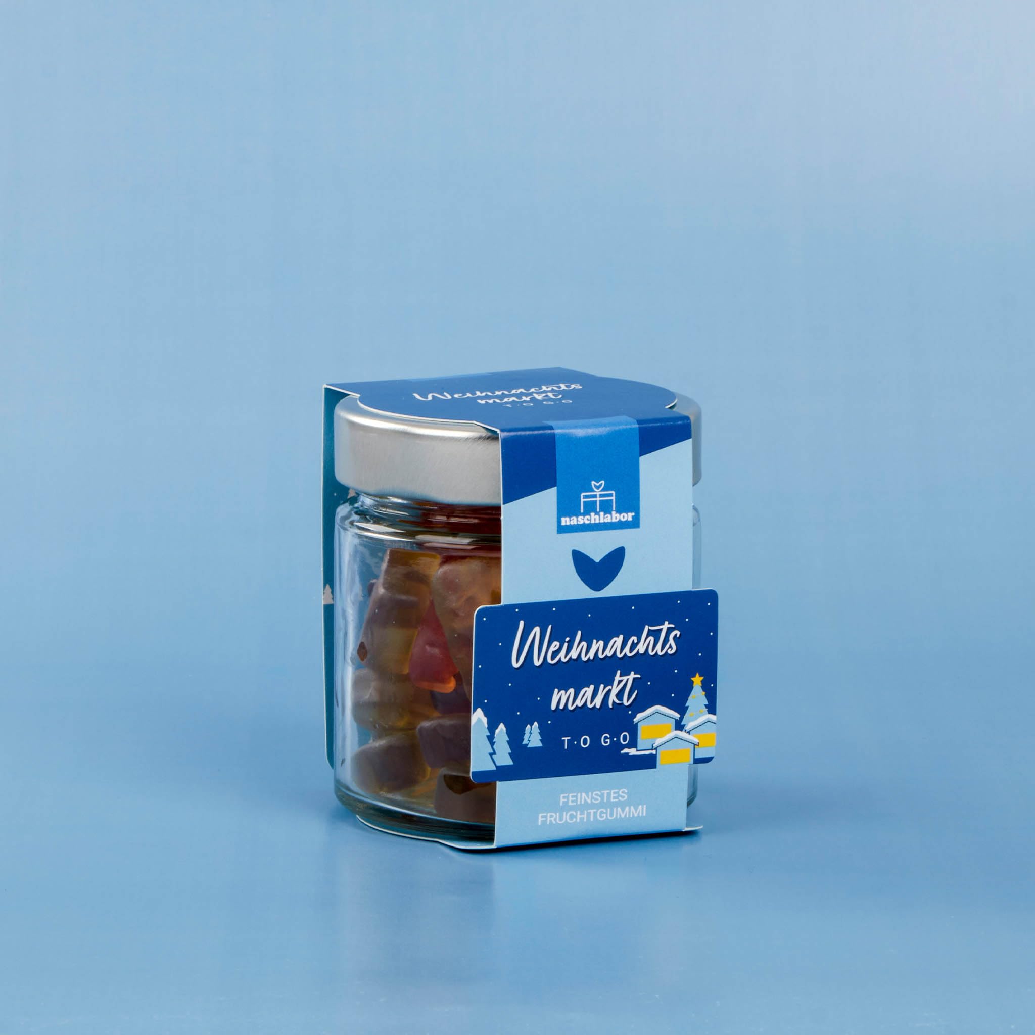 Weihnachtsmarkt To Go in Geschenkglas 120g | leckere Fruchtgummis zur Weihnachtszeit | Das perfekte Geschenk für Weihnachten | Adventskalender Geschenk | Weihnachtsmarkt
