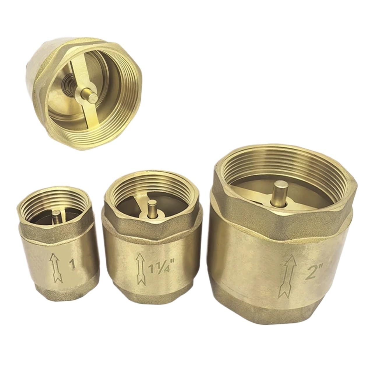Válvula de retención agua inversa gruesa latón DN15 ~ DN100, rosca tubo, tornillo interior liso, oscilación resorte Vertical(DN32)