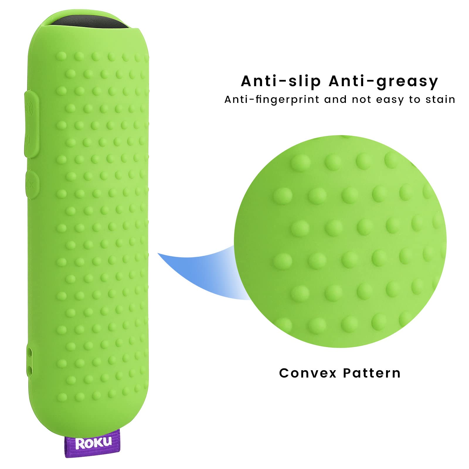 Cover di ricambio per telecomando Roku Voice Remote (ufficiale) Controller RCA1R, incandescente al buio, custodia in silicone con cordino per lettori Roku, audio e TV