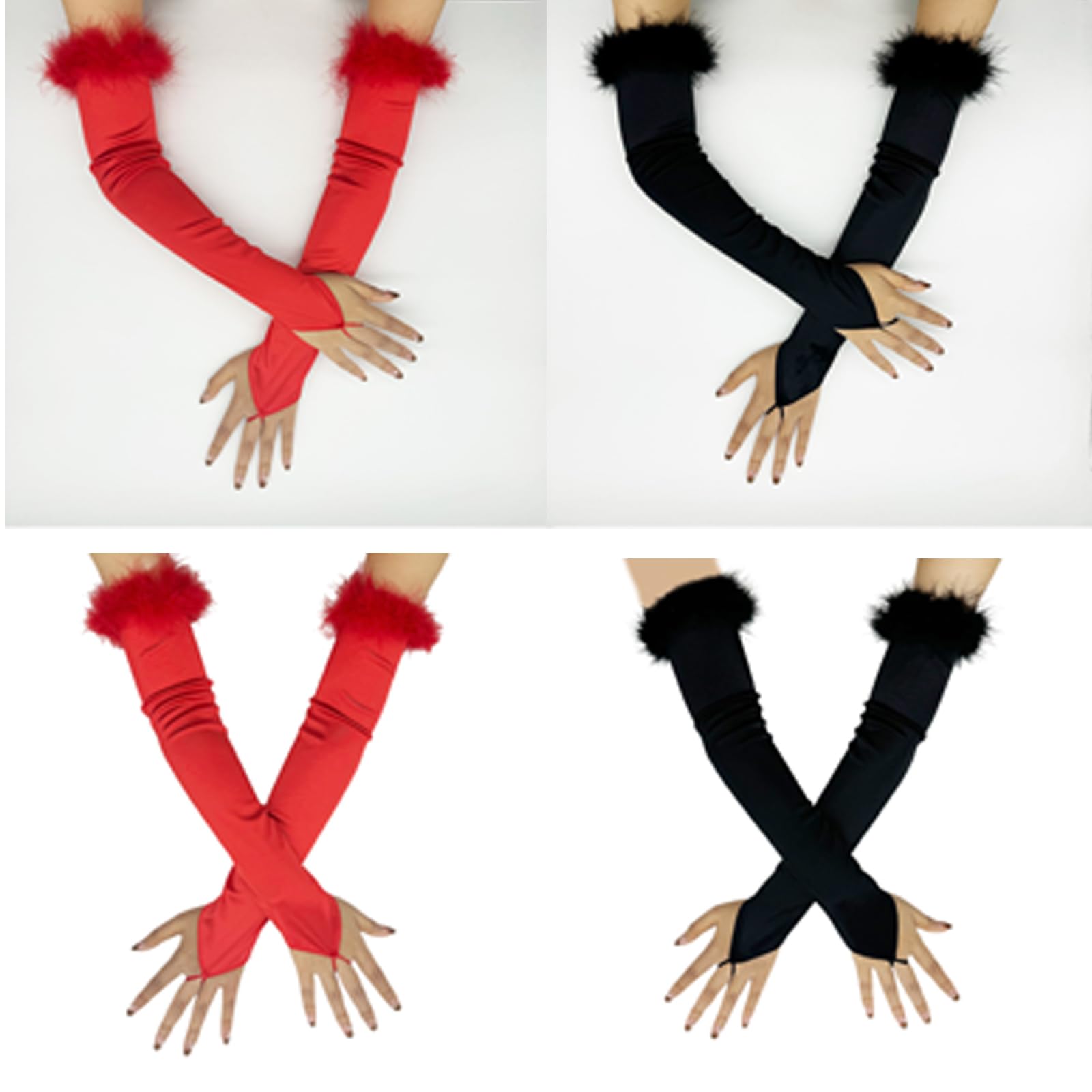 Vintage Satined Fingerless Gloves Comfortable Soft Stretchy Arm Sleeves 1920s Gloves For Proms And Costume Parties