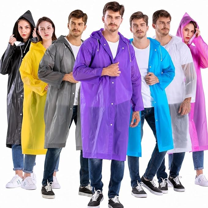 Reusable Waterproof Raincoat with Hood Rain Poncho Lightweight Button Front Rain Jacket for Men Women Travel Outdoor Festivals Fishing Commuting Multicolour Pack 1-image-38
