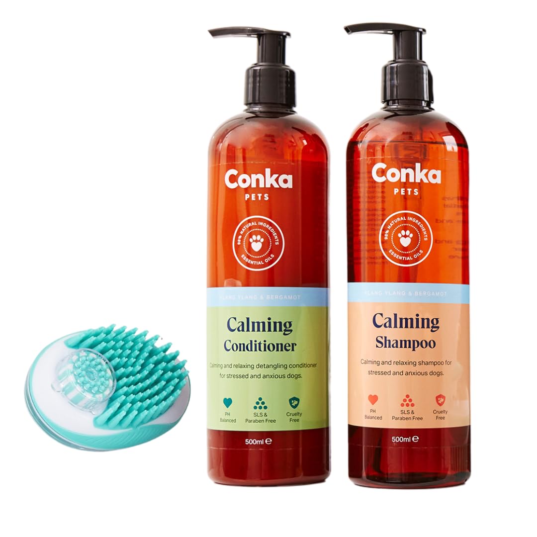 Conka Pets Shampoo and Conditioner for Dogs Premium Natural Shampoo and Conditioner Grooming Products (500ml) (Shampoo Conditioner & Tool