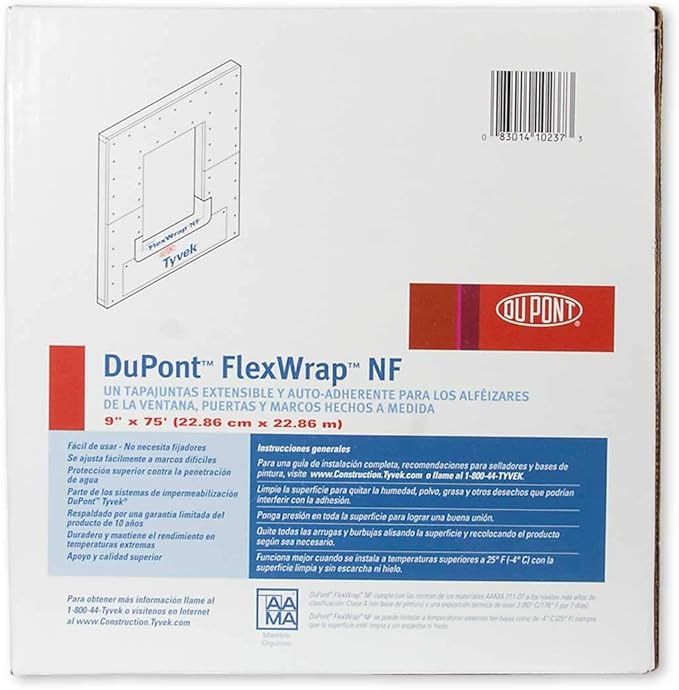 DuPont FlexWrap NF 9" x 75' Self Adhered Butyl Flashing Tape 1 Roll Industrial