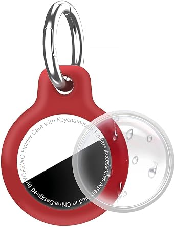 Holder 1-Pack Waterproof TPU Shell Protective Case for Airtags 2nd Gen 2026 & 1st, Anti-Scratch Keychain for Apple for Air Tags with All Metal Key Chain Key Ring Clip for Air Tagholder, Red