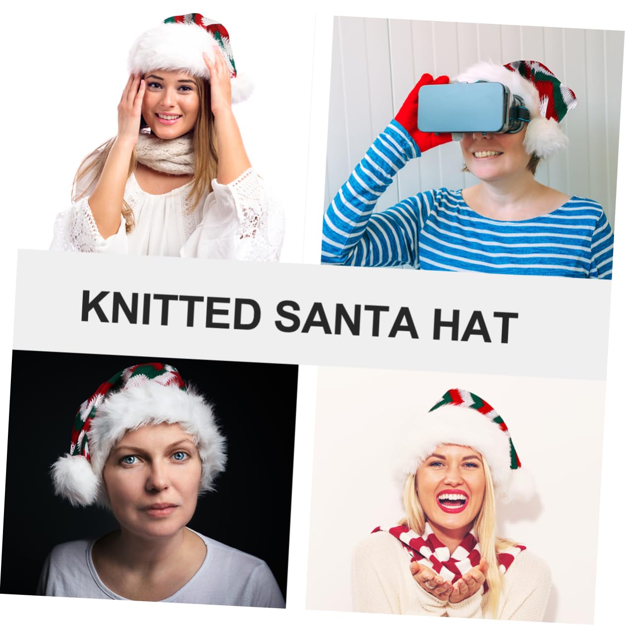 3stücke Weihnachtsmütze Niedlichem Für Erwachsene Strickmütze Im Klassischen Für Festliche Anlässe Und Weihnachtsfeiern