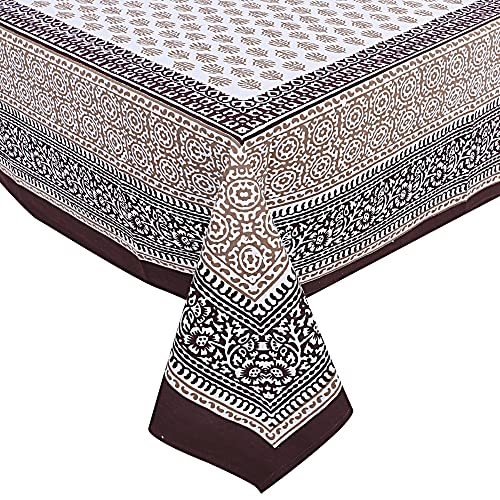 Image of Texstylers Table Cloth | Table Cloth for 6 Seater Dining Table| Dining Table Cover 6 Seater | Table Cover 6 Seater | Dining Table Cover | Rectangle, Cotton,150 cm X 225 cm (Chocolate Brown)
