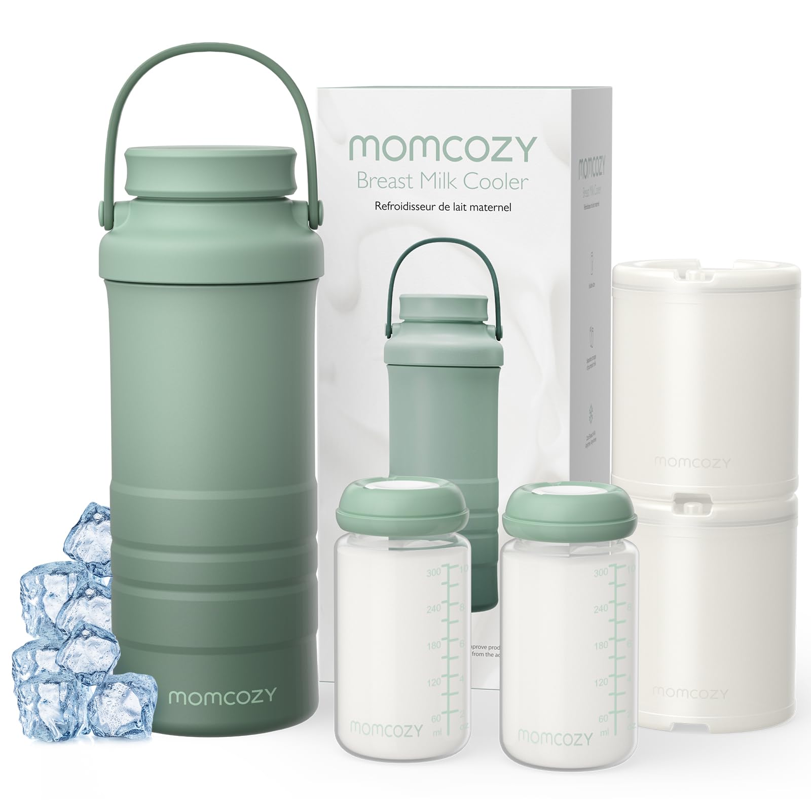 Momcozy Tragbarer Muttermilchkühler für unterwegs, 24 Stunden eisfreie Kühlung, Behälter für Muttermilchflaschen, 355 ml auslaufsicherer kleiner Outdoor-Gefrierschrank, unverzichtbares Geschenk