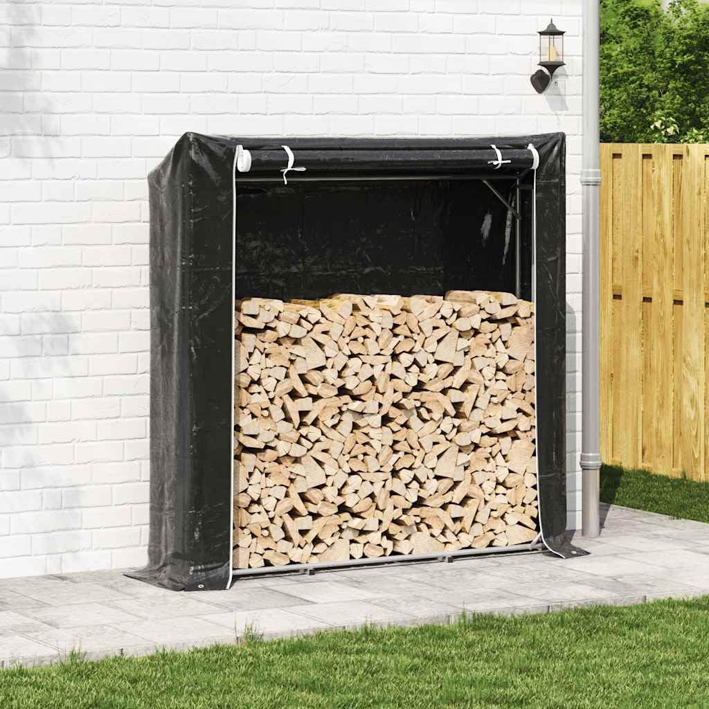 vidaXL Leñero con Protector de Lluvia 200x40x200 cm Acero galvanizado, Almacenamiento de leña, Soporte para leña para Chimenea, Almacenamiento de leña para Interior