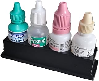 Eye Drop Bottle Organizer Tray – 4-Slot Holder for Eye Drops Compact Storage Rack Made in USA by Znet3D (Black)