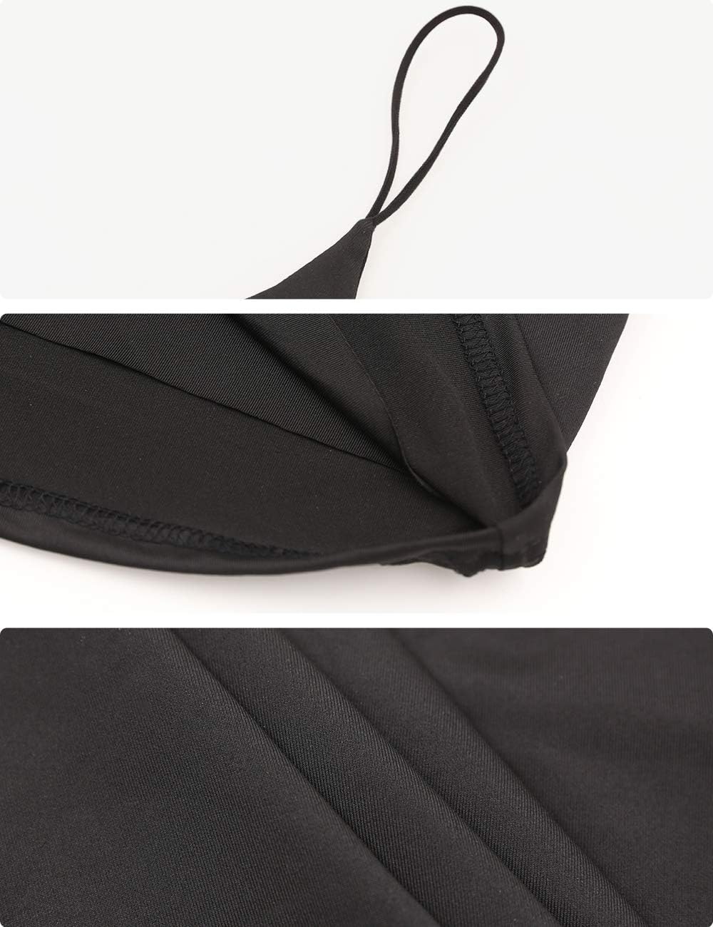 Amilia Women's Basic Solid Deep V Neck Cami Spaghetti Double Layer Crop Tank Tops Casual Shirts - Image 5