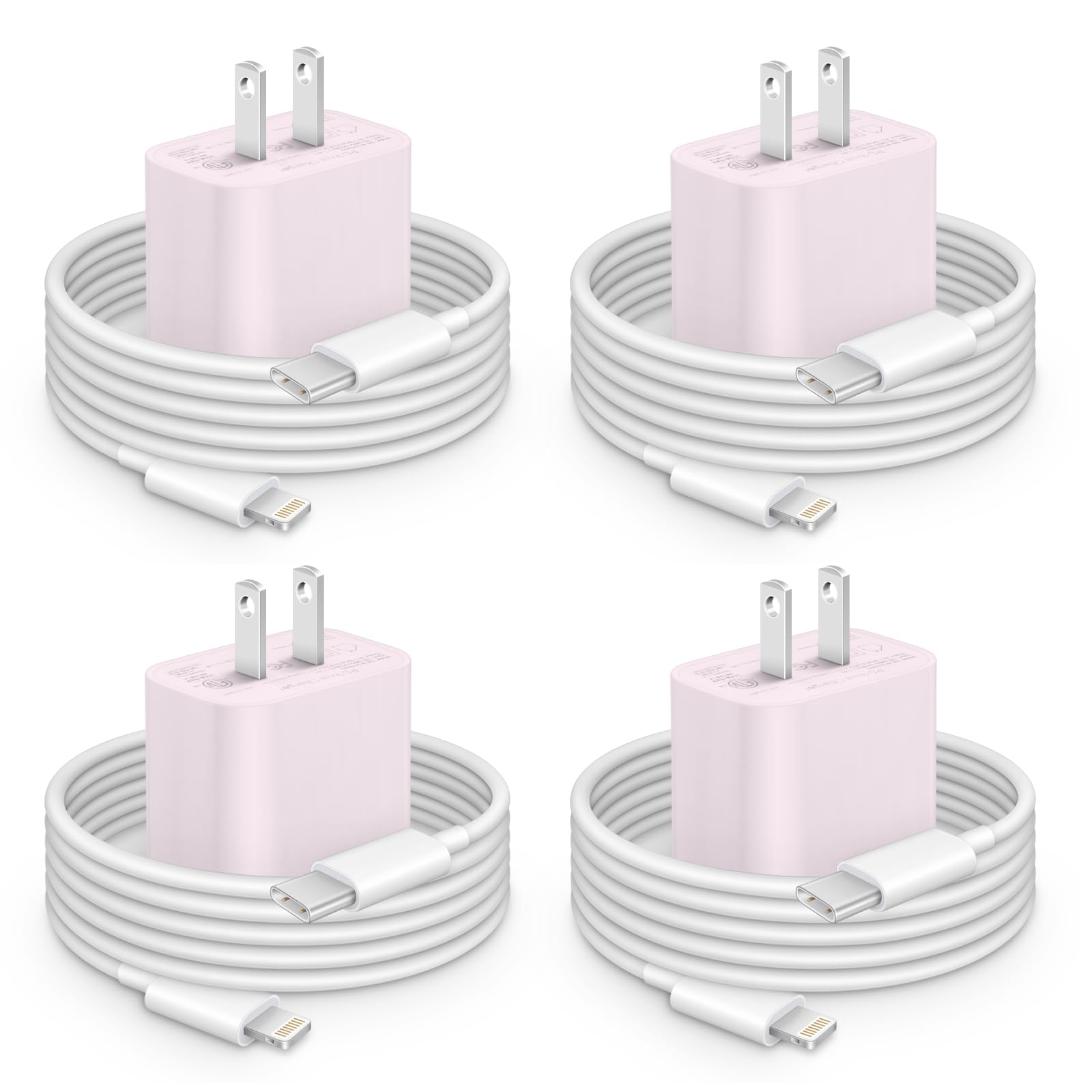 4 Pack for Type C Fast Charger Phone with [MFi Certified] 6 FT USB C Phone Charging Cord, 20W PD Phone 14 13 Fast Charging Compatible with iP14 13 12 11 Pro Max,14 Plus-Purple