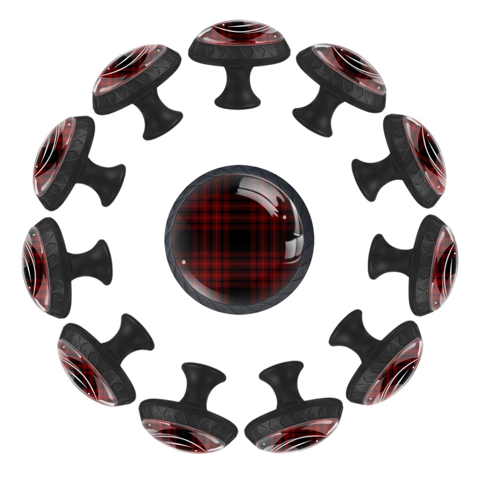 Boutons de tiroir carreaux noirs rouges 35mm à la finition soignée pour mobilier