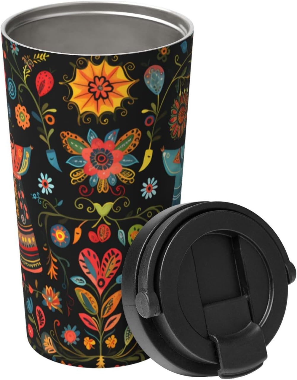 folk dress Printed vacuum flask, portable coffee cup, office fitness water cup image 2