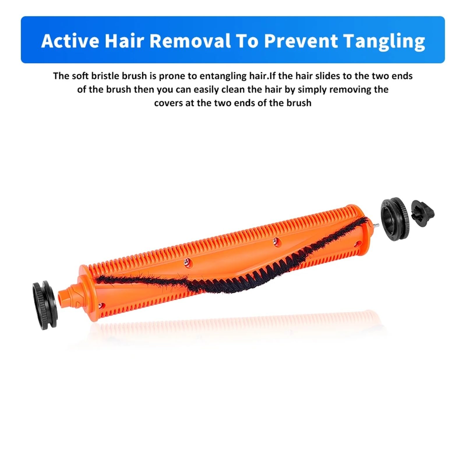 Anti-Tangle Cutting Hair Roller Brush Durable Long Lasting Compatible With Xiaomi Mijia 5 Pro,Compatible With OV21CN Robot Vacuum Cleaner Spare Part(2PCS)