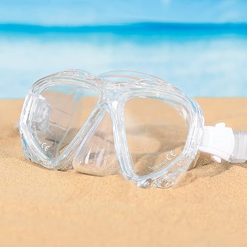 Miniatura 4 de COPOZZ Máscara de buceo para adultos, máscara de buceo, gafas de buceo, gafas de buceo, gafas de buceo sin sellos, gafas de vidrio templado para