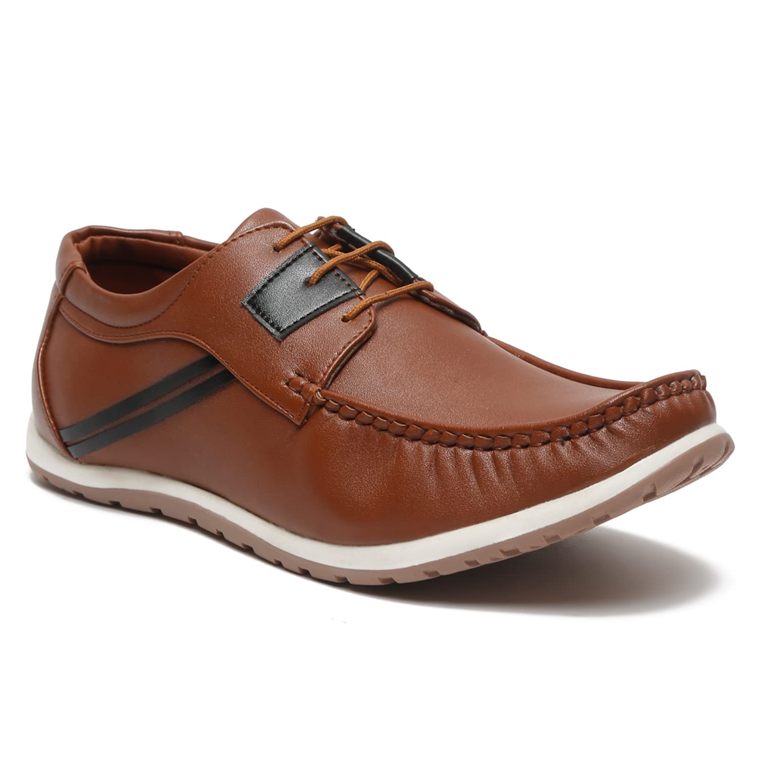 MUTAQINOTI Mens Sneaker Semi Formal Style Mid Top Vegan Leather Shoes for Boys Ideal for Running Walking College Dancing (Russet Tan) (Size- 9 UK) (SNKDETN) (B0C4661HXC) Amazon Price History, Amazon Price Tracker