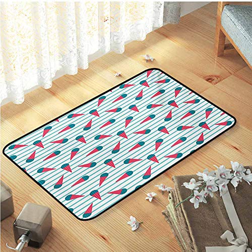 Ice Cream Conference Room Carpet, Scandinavian Design Cartoon Cones with Geometrical Toppings on