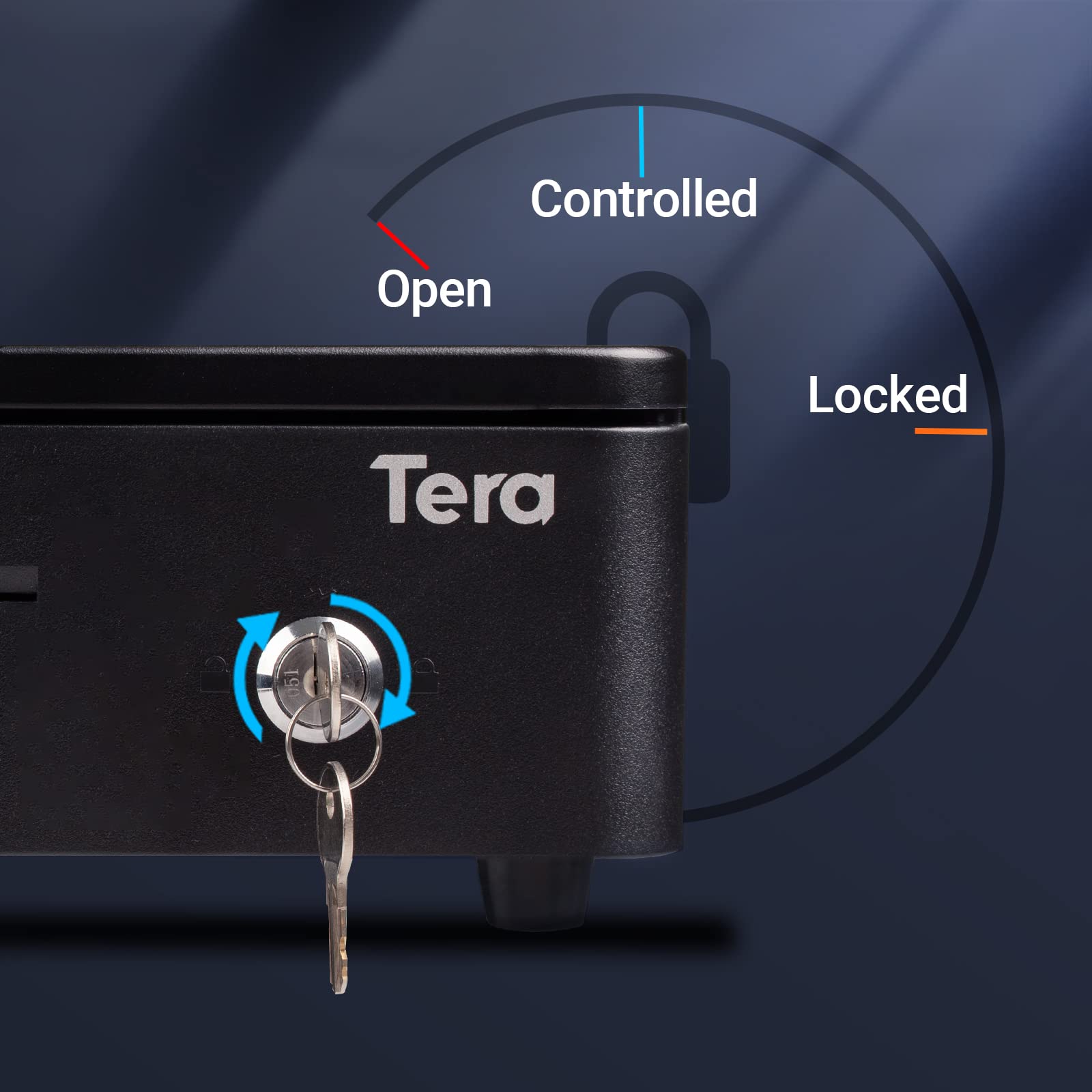 Tera 13" Auto Open Cash Register Drawer Heavy Duty with Micro Switch Fully Removable Insert Tray 5 Keys 4 Bill 6 Coin Media Slot 12V RJ12 Key-Lock (Round Corner) for POS System Small Business 330R
