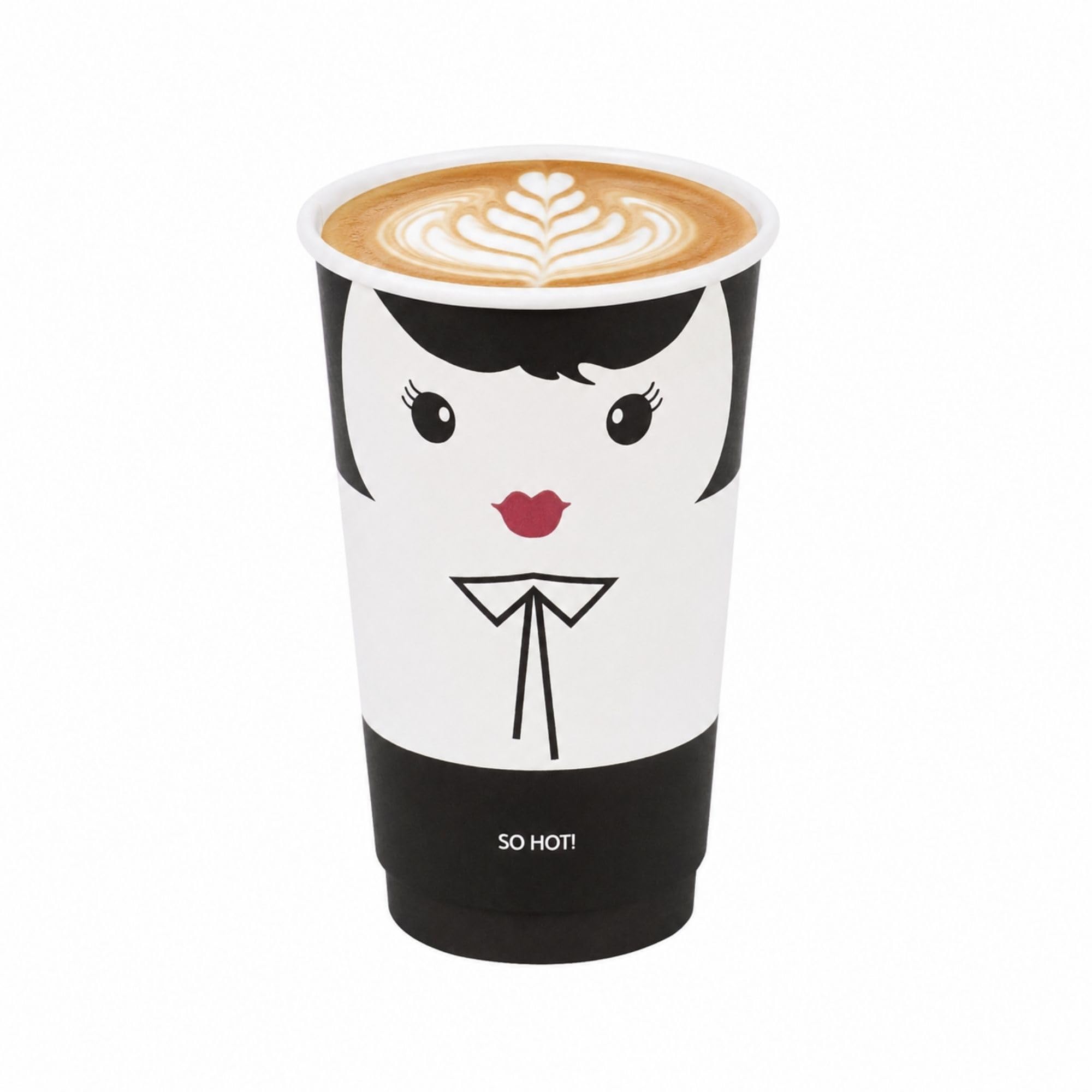 Restaurantware 16 Ounce Disposable Cups, Pack of 500 Double Wall Hot Cups â€“ Lids Sold Separately, Featuring a Madame Print with Black Paper Insulation, Ideal for Serving Tea, Coffee, and More
