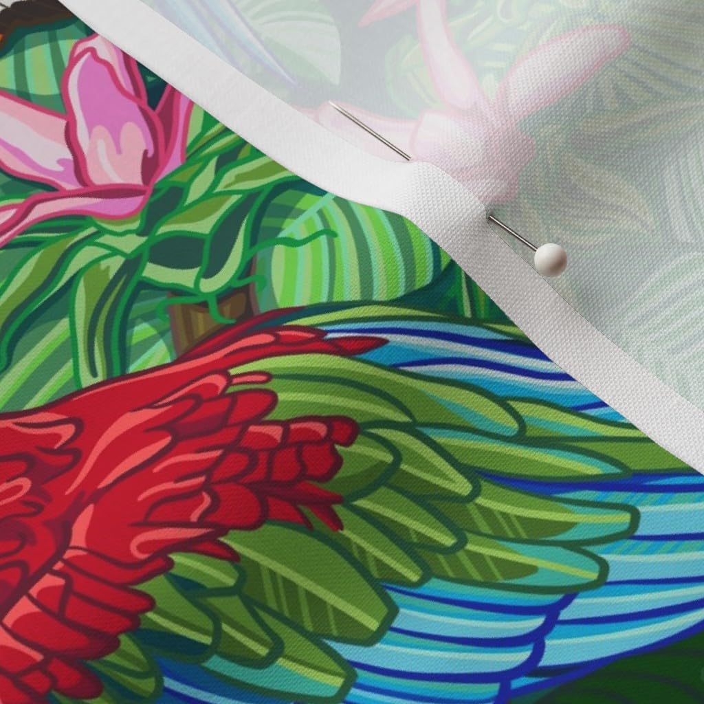 Spoonflower Fabric - Tropical Birds Parrots Foliage Lush Rainforest Equator Printed on Petal Signature Cotton Fabric by The Yard - Sewing Quilting Apparel Crafts Decor