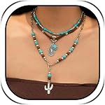 Collier turquoise pour femmes Bijoux turquois Cowgirl Outfits Accessoires pour femmes Colliers Boho Vintage Western Bijellery Country Concert Outfit