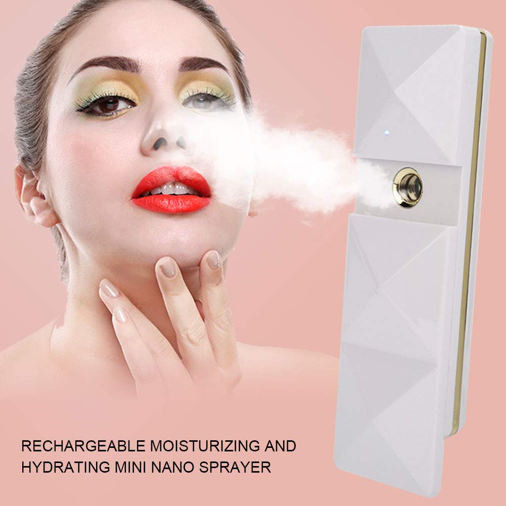 Refreshing Cooling Face & Body Mist Spray - Ultra-Fine Hydrating Facial for Hot Weather Portable USB Rechargeable Atomizer (White) - Image 2