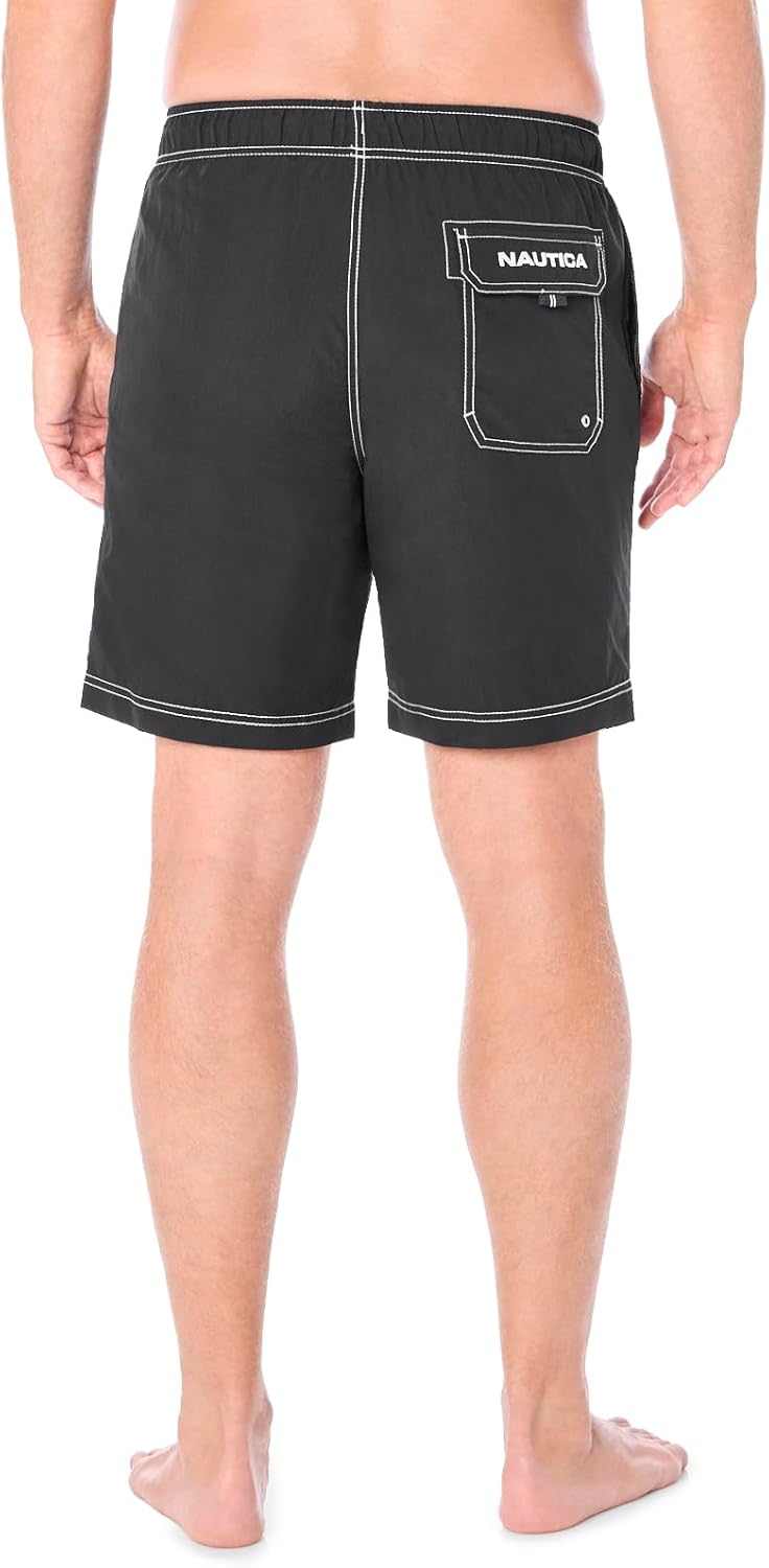 Nautica Men's Solid Quick Dry Classic Logo Swim-Trunk - Image 3
