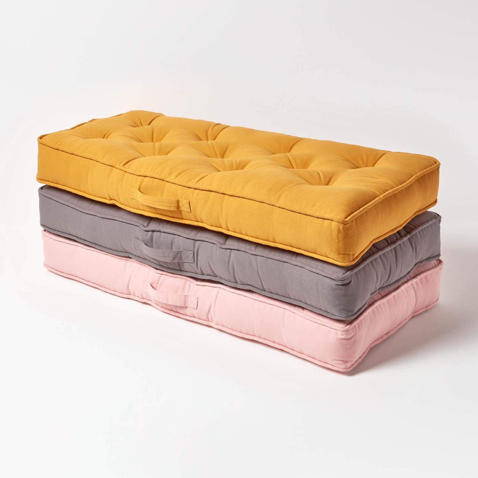HOMESCAPES Cuscino rialzante per divano a 2 posti, cuscino per pallet o materasso da pavimento in cotone, grigio ardesia, 100 x 48 x 10 cm