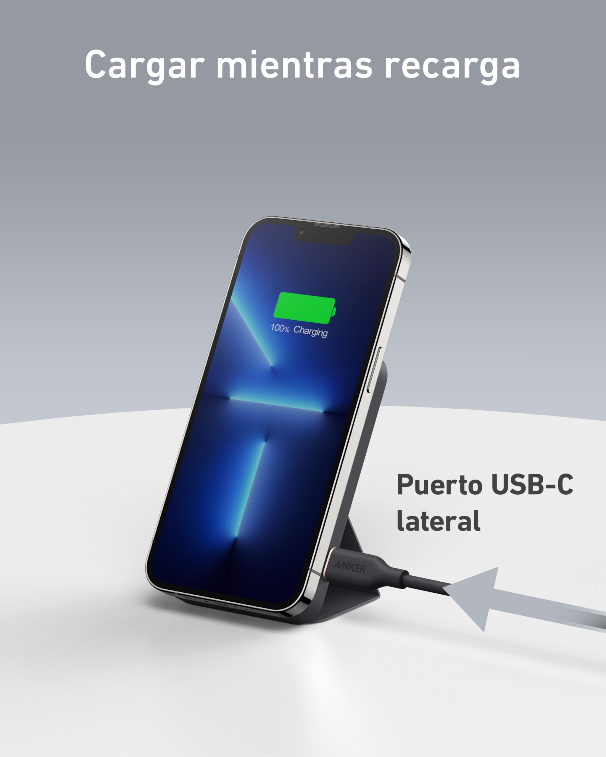 Anker 622 MagGo - Banco de energía magnético inalámbrico (5000 mAh, Plegable, con USB-C para iPhone 17/16/15 Series, interestelar)