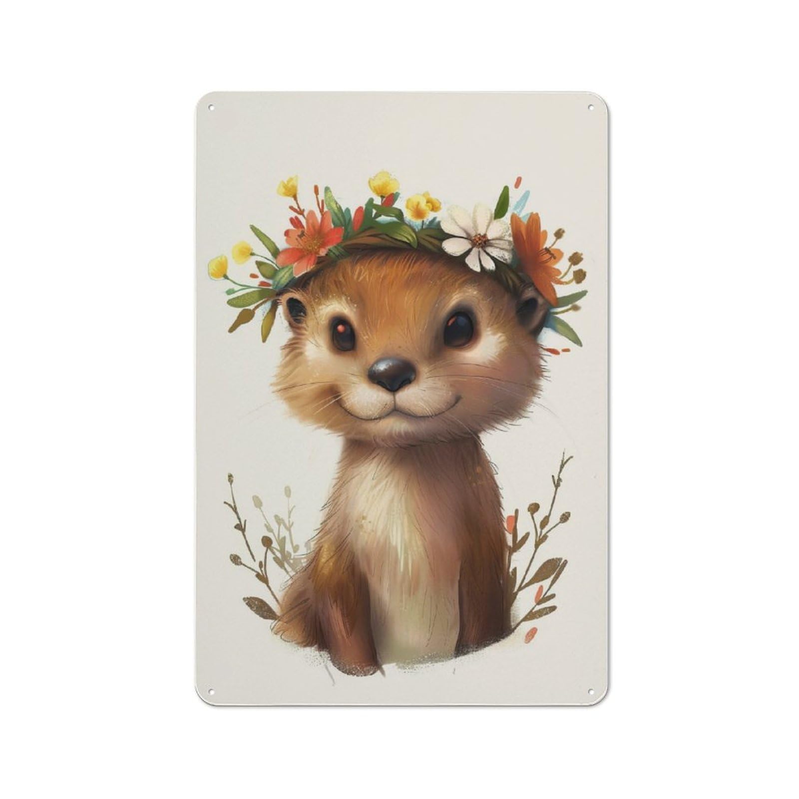 Junmoney Otter Flower Everyday Metal Gift Sign 30X20cm, Room Wall Plaque For Home, Shop, Pub Or Studio Wall