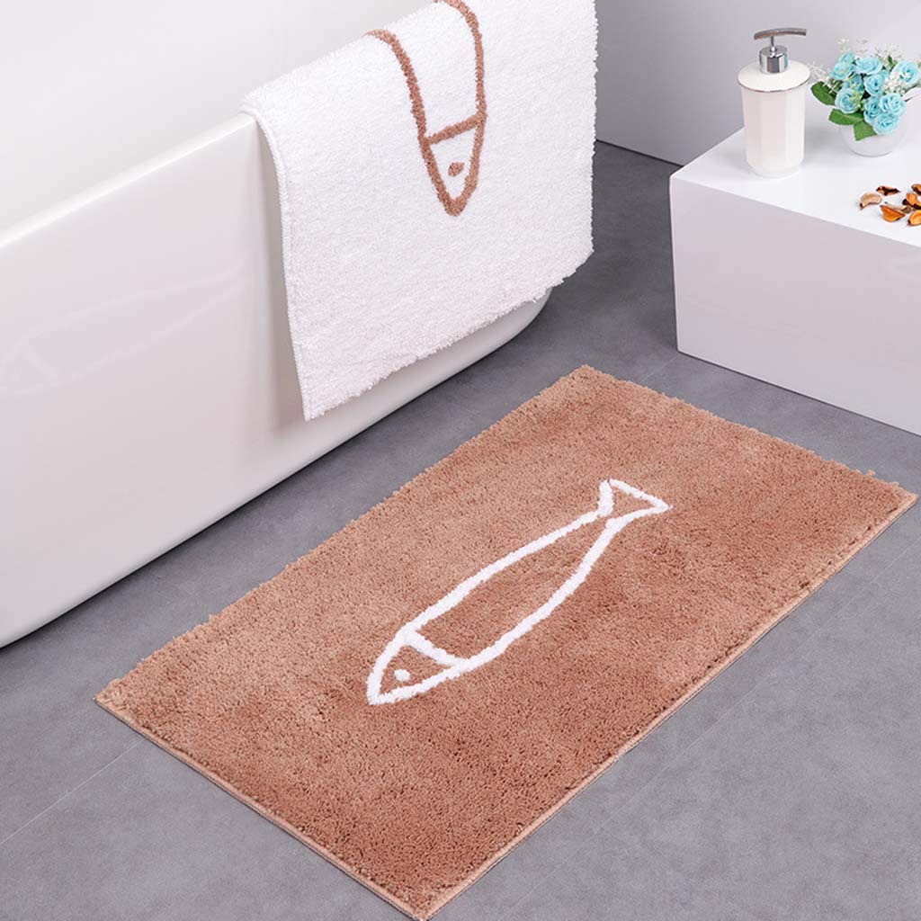 Tapis de douche anti-glissade en microfibre absorbante motifs poissons de mer