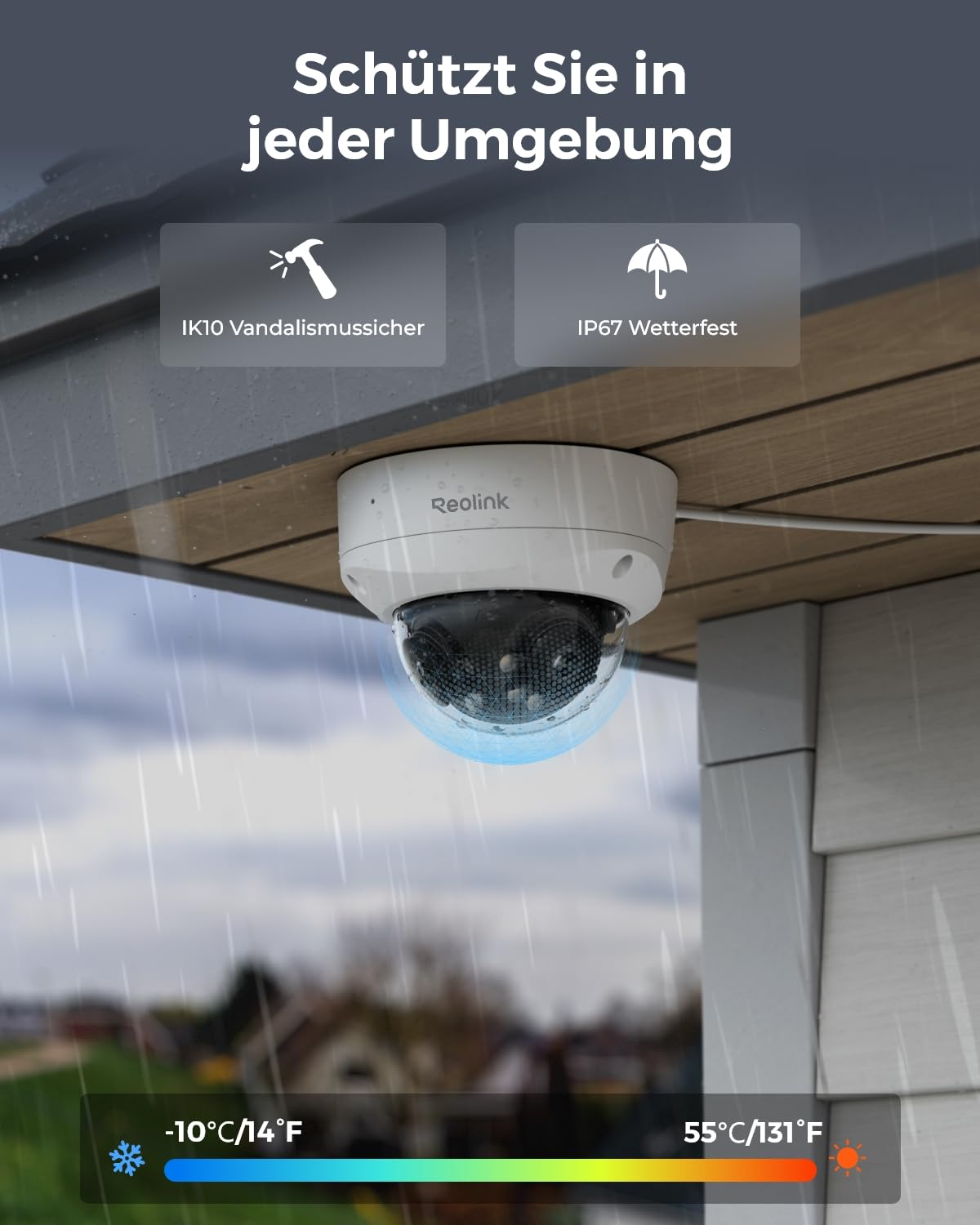 Reolink 4K 180° Dual-Lens PoE IP-Kamera, IK10 Vandalismusschutz,Duo 2V PoE | PoE Überwachungskamera aussen mit Personen-/Fahrzeug-/Tiererkennung, IR-und Farb-Nachtsicht, Zwei-Wege-Audio, IP67 Wetterfest