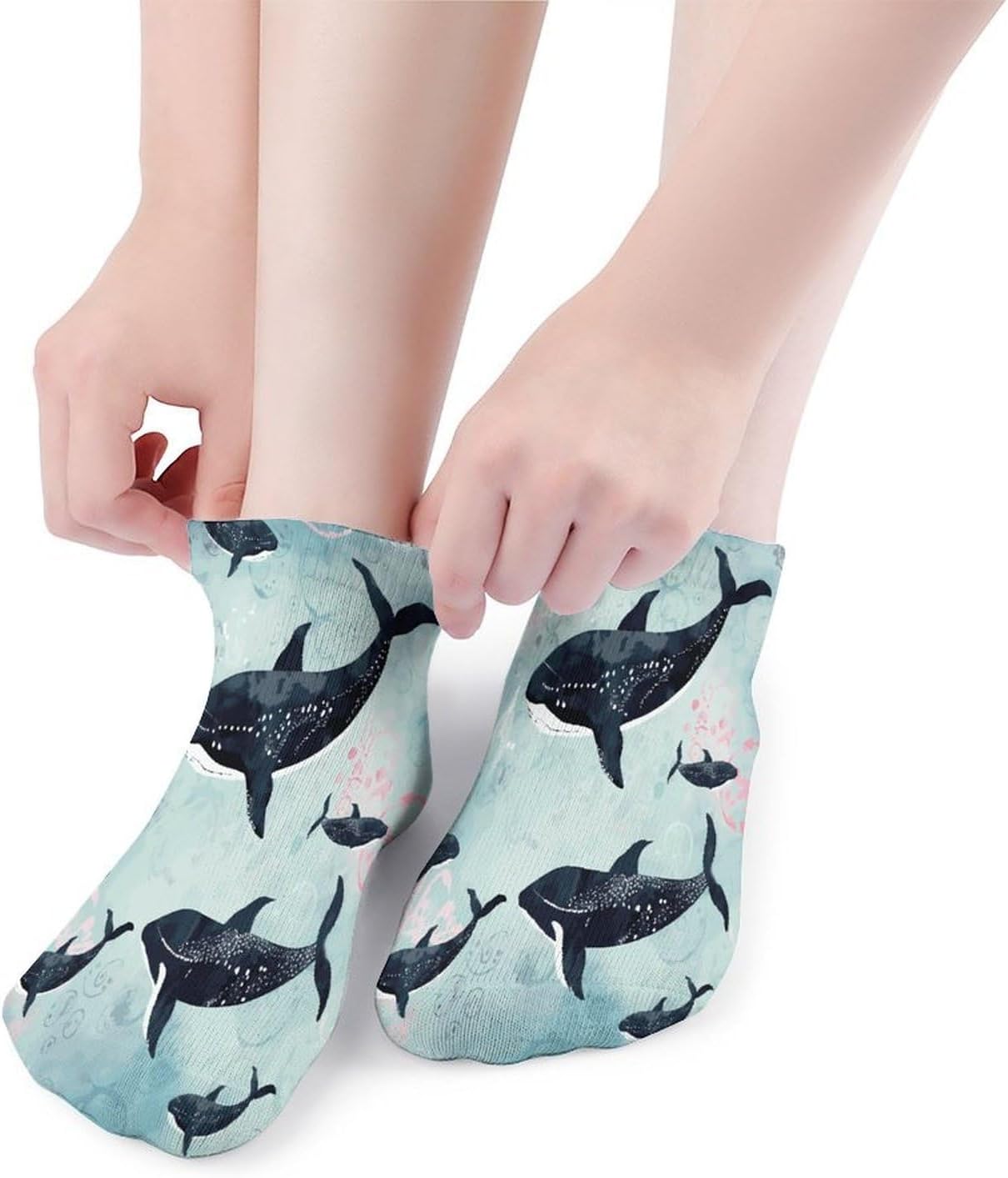 Whale Ankle Socks for Men Women 5 Pairs | Comfortable Casual Low Cut Socks, Lightweight No Show Breathable Athletic Socks, Soft Mini Crew Socks for All Seasons