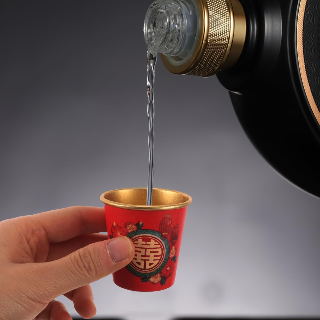 Garneck 50 Pack Red Paper Cups for Chinese Wedding: Disposable Small Hot Drink Cups for Tea Coffee Thicken Paper Teacup for Birthday Holiday Christmas Party Decoration Supplies - Image 8