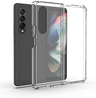 جراب سامسونج جلاكسي Z Fold4 حماية خلفي لجالاكسي فولد 4 2022 لون شفاف ناعم من البولي يوريثين الحراري ممتص للصدمات ومضاد للخدش هجين 2 في 1 مضاد