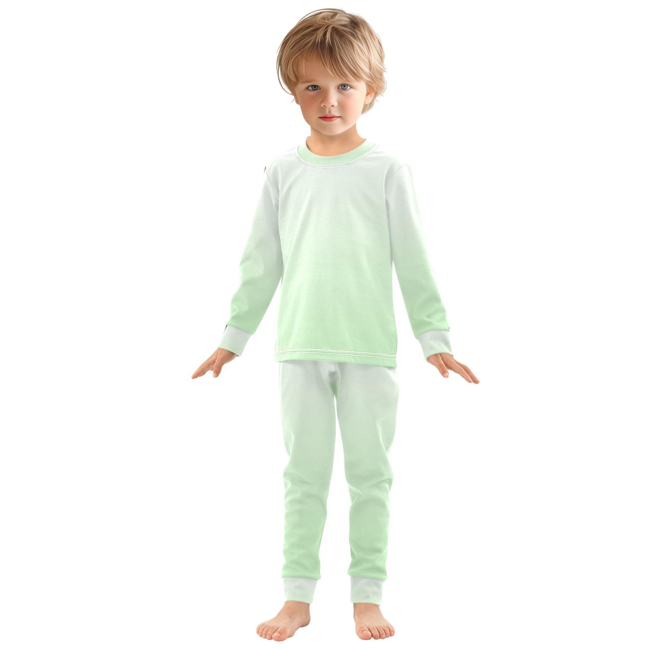 Gradient Light Green Long Sleeve Pajamas Set Sleepwear Jammies 2pcs Set Pjs Gradient Light Green 02