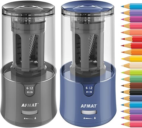 Sacapuntas eléctrico de parada automática (paquete de 2: gris y azul)