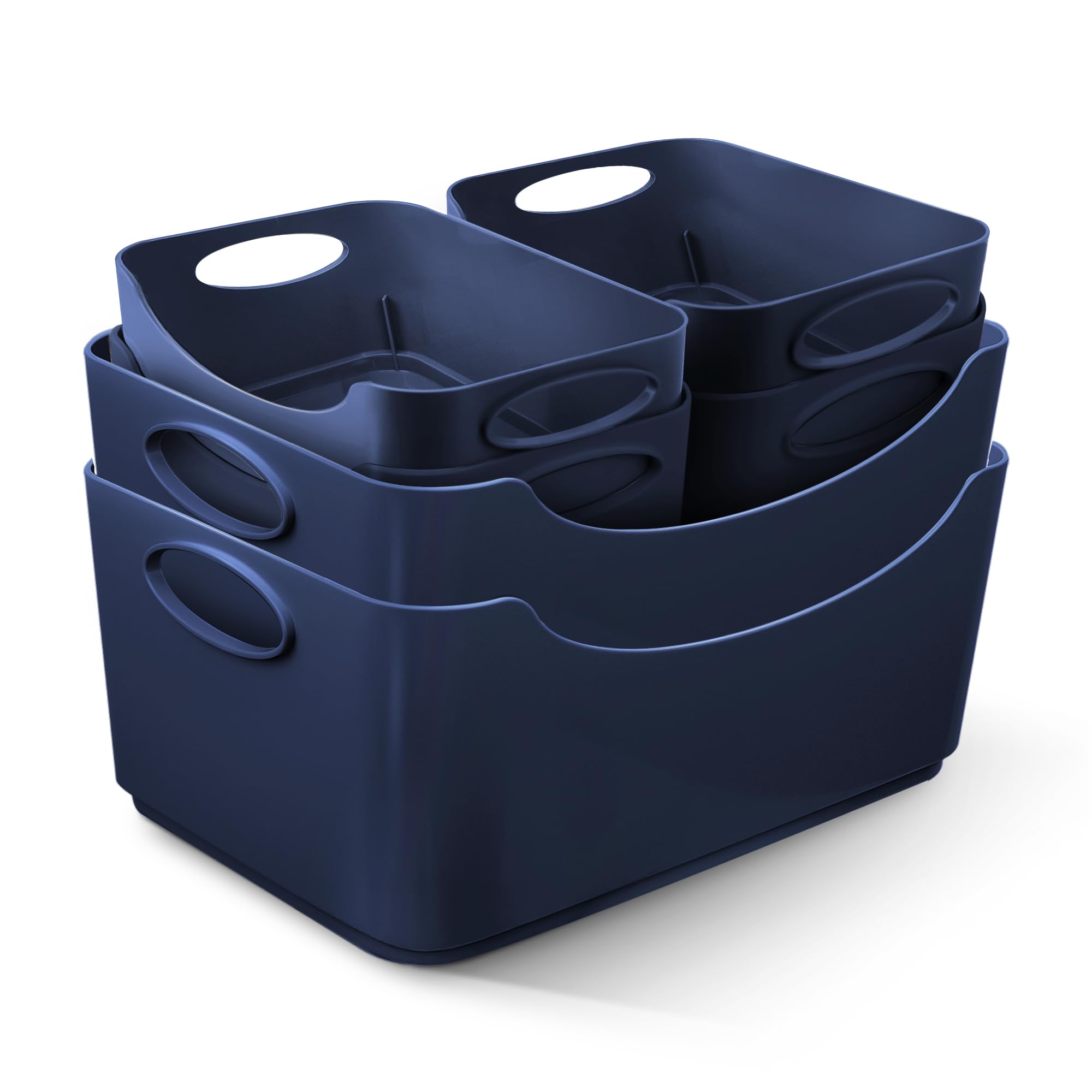 KEPLIN 6 Pack Plastic Storage Baskets with Handles, BPA-Free Dishwasher Safe Organiser Boxes for Kitchen, Bathroom, Pantry, Shelves & Drawers, Lightweight Space-Saving Containers, 33.3 x 23.4 x 14 cm โ image 1