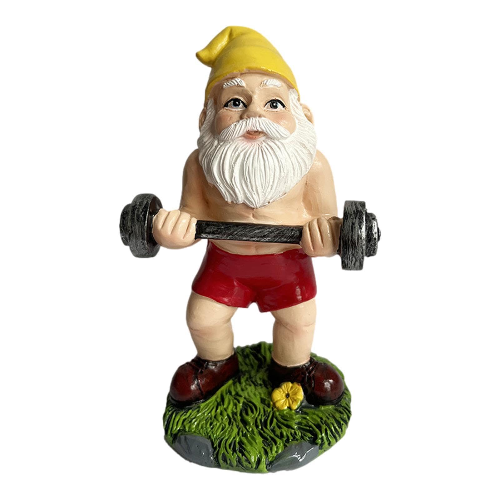 Funny Workout Garden Gnomes Statues, Outdoor Funny The Muscular, Barbell And Dumbbell Gnomes Decorations, Indoor Figurine For Home Tabletop, Garden Gnomes Ornaments, Funny Statue