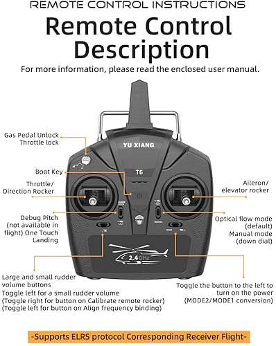 NULA YUXIANG F07 UH-1D RC Helicopter for Adult, 1/34 Scale 6CH 2.4G 6-Axis Gyro 3D/6G Brushless Remote Control Helicopter Flying Aircraft, Optical Flow Positioning - 2 Battery - Image 6