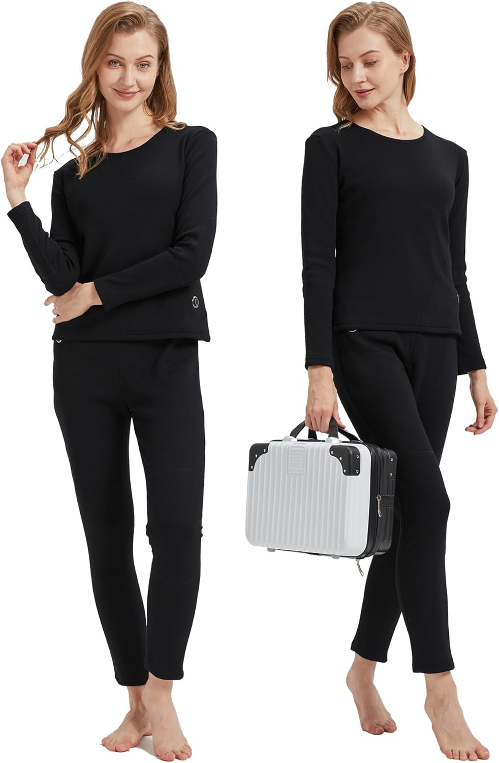 Women's Heated Thermal Underwear Set, USB Women's Electric Thermal Heated Long Johns Set with Battery - Image 3