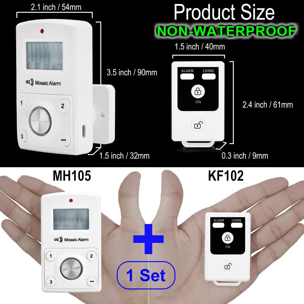 Alarme Détecteur de Mouvement 135dB avec Télécommande - Sirène Puissante 135 Décibels pour Garage, Abri, Intérieur - Sécurité Anti-Intrusion Maison - Portable avec Clavier, Batterie ou USB