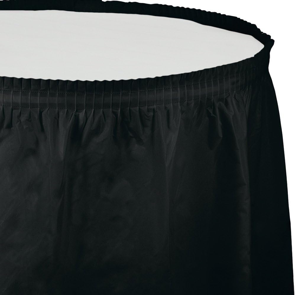 Pack of 6 Black Velvet Disposable Plastic Picnic Party Table Skirts 21.5'