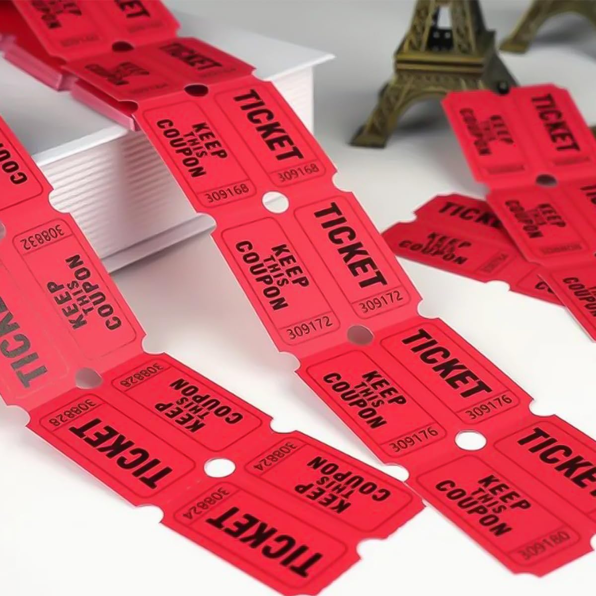 Hsthe Sea 200pcs Raffle Tickets Universal Aution Tickets Label Amusement Park Tickets for Events Carnivals Door Prizes Drinks(Red) - Image 4