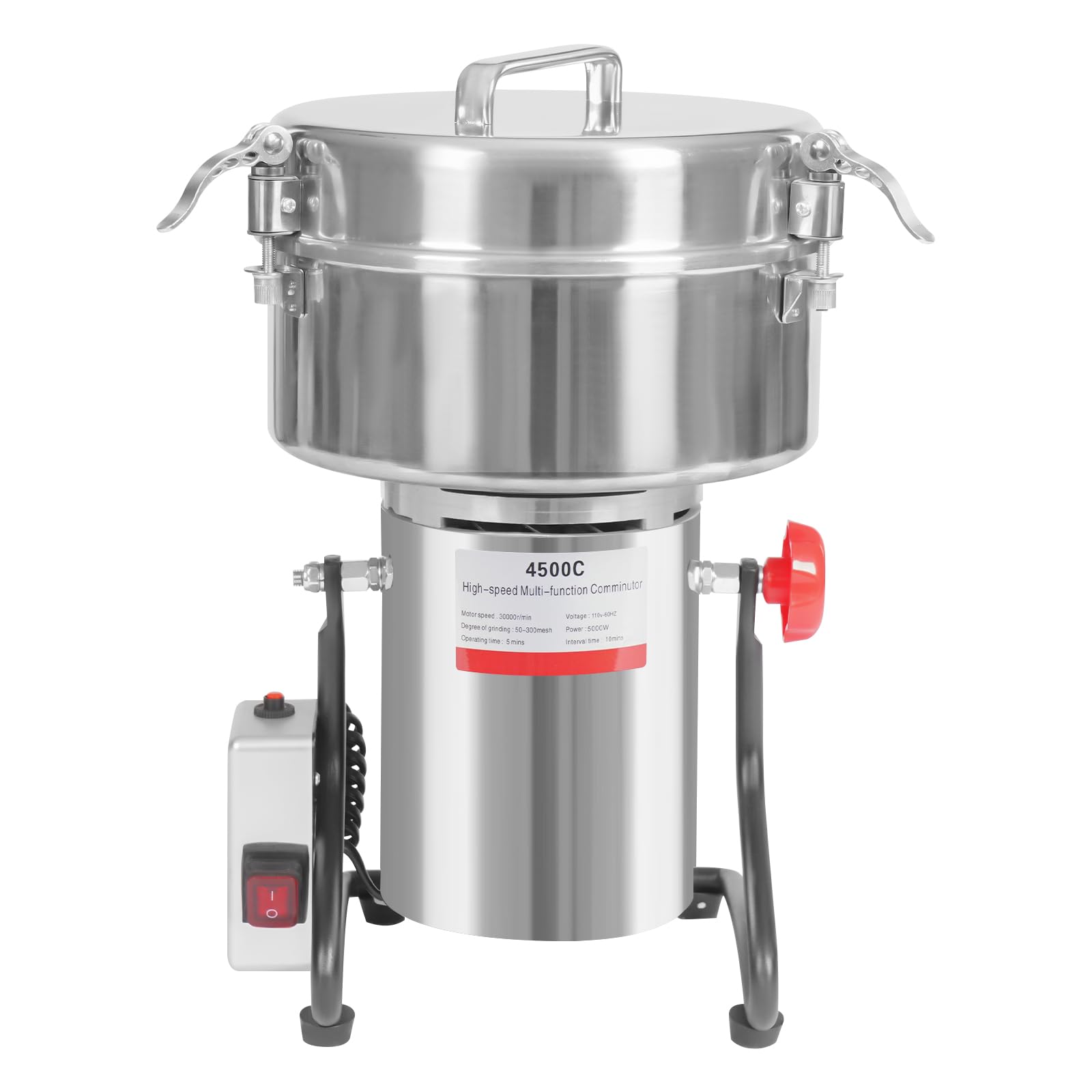 REHOUPTU Electric Grain Mill, 4500g/9.92lbs High-speed 30000r/min 5000W Dry Materials Mill Grinder, Countertop Grain Mill for Spice Grains Coffee Rice Pepper, Use for Home & Commercial (4500g)