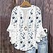 Crochet Boho Tops for Women Embroidered Womens Ruffled 3/4 Length Sleeve Shirts Plus Size Fall Eyelet Outfits Patterned Fashion Clothes Boho+Tops+for+Women Blue Large