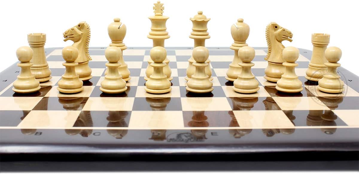House of Chess - Ringy Rosewood Galaxy Staunton Wooden Chess Set Pieces King Size 3" + 15" Flat Ringy Rosewood Chess Board
