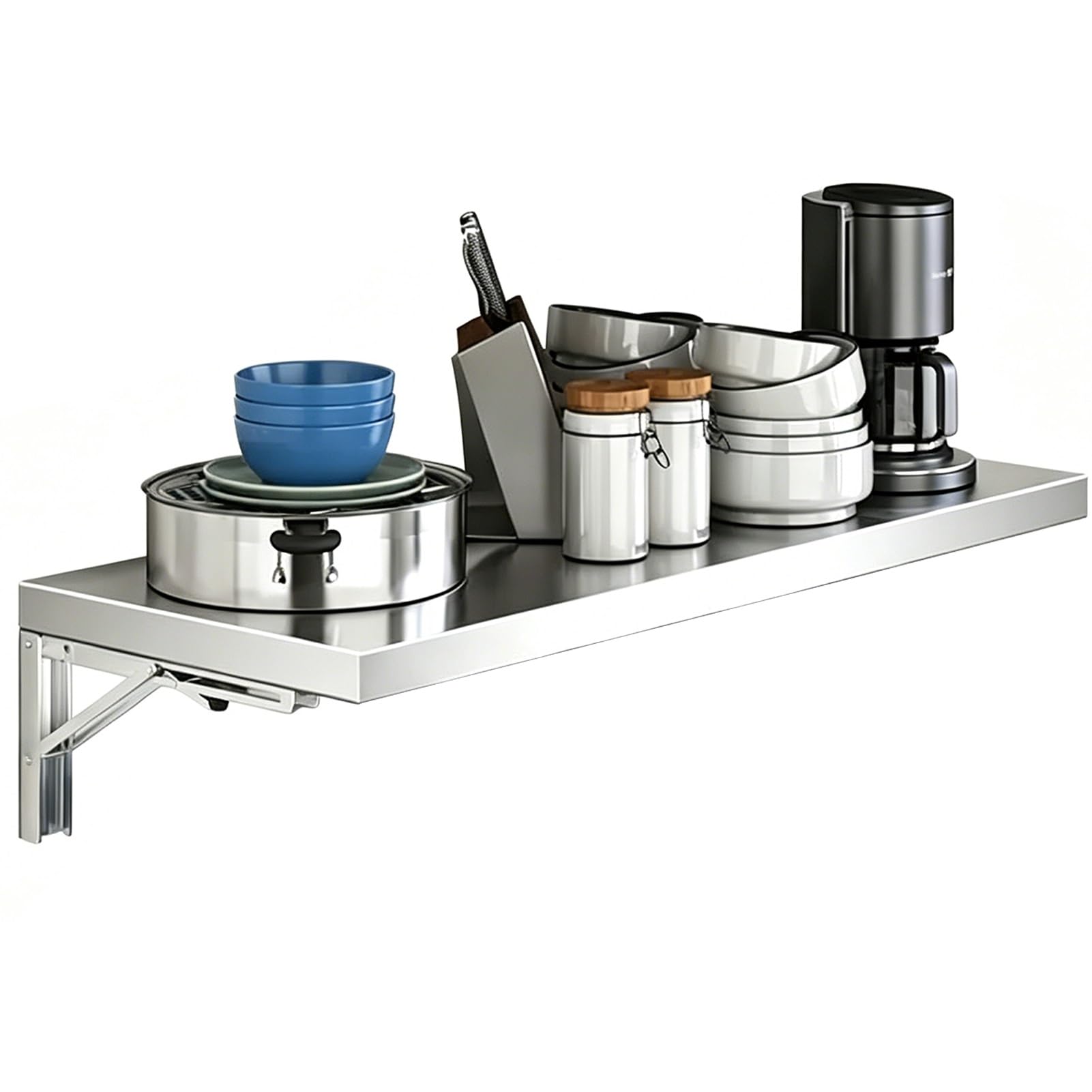 Étagère Murale Pliable Support Métal Établi Pliable Gain de Place L100xW50cm
