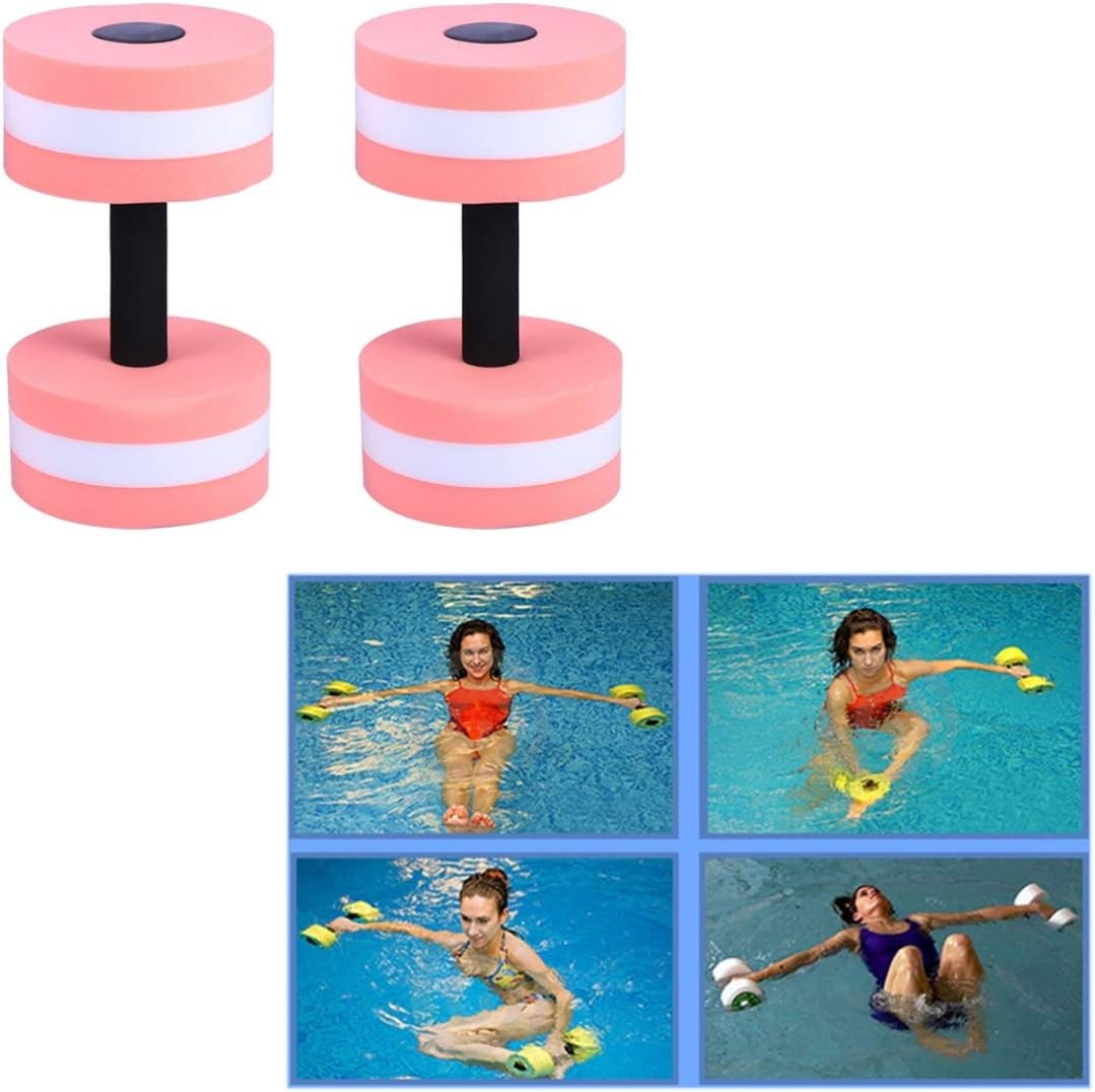 SEWACC 2Pcs Aquatic Exercise Dumbbells Water Dumbells Foam Water Weights Aquatic Fitness Equipment for Water Aerobics (Pink)