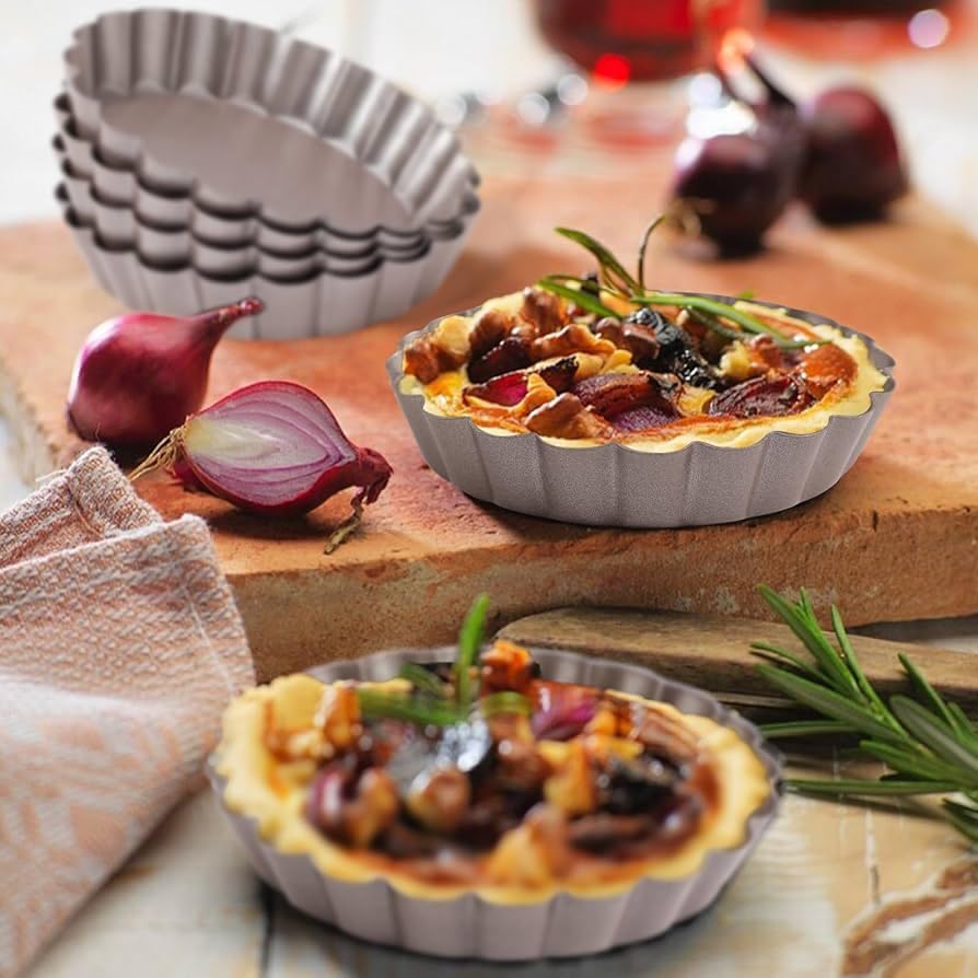 Mini Tart Pan 6PCS 4 Inch Tart Pan Non-Stick Tin 0.9 Inches High Suitable for DIY Baking Pan Set
